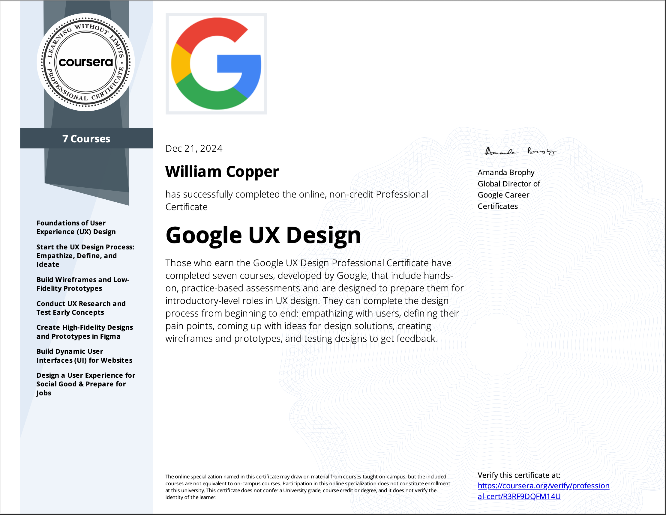 UX Design Fundamentals Certificate
