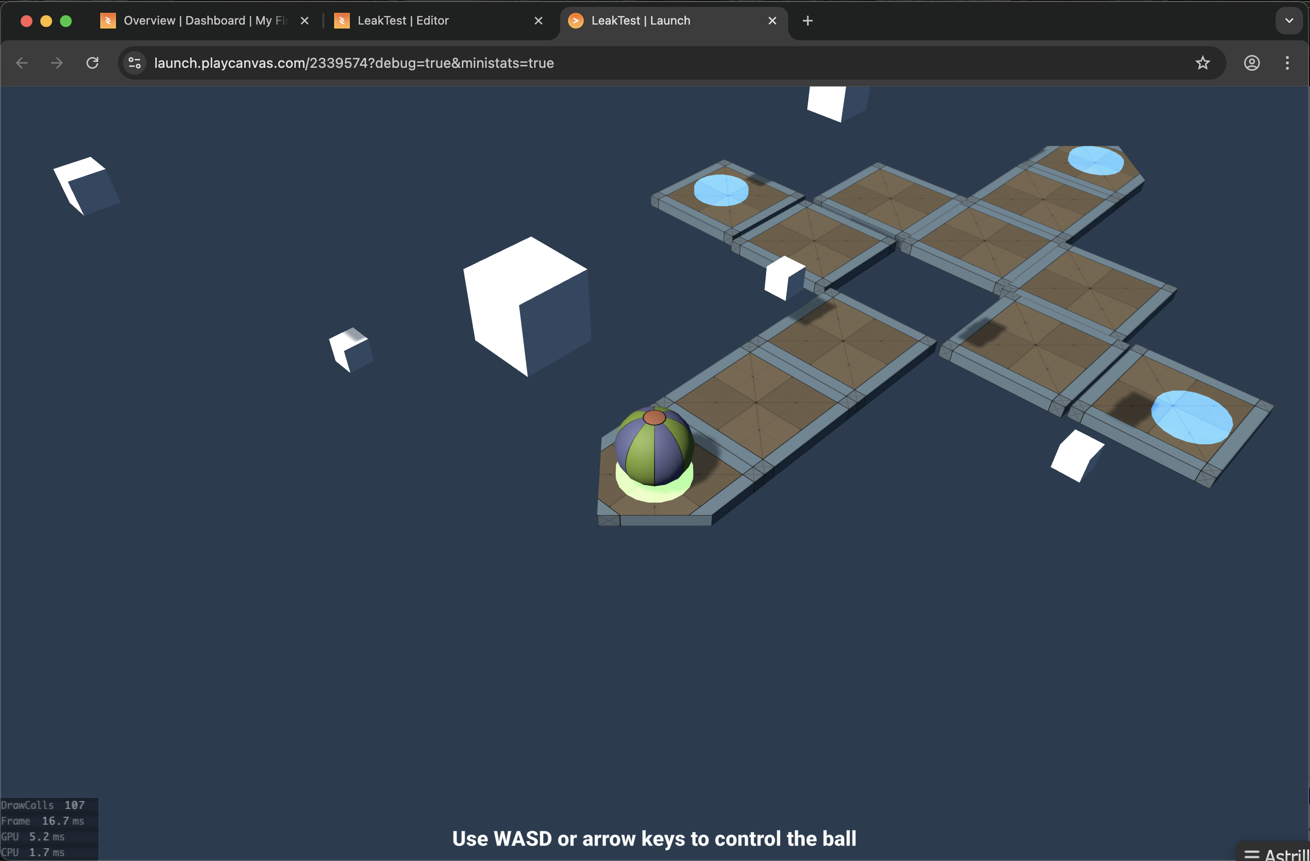 Annotated GIF showing Bug Fix in PlayCanvas