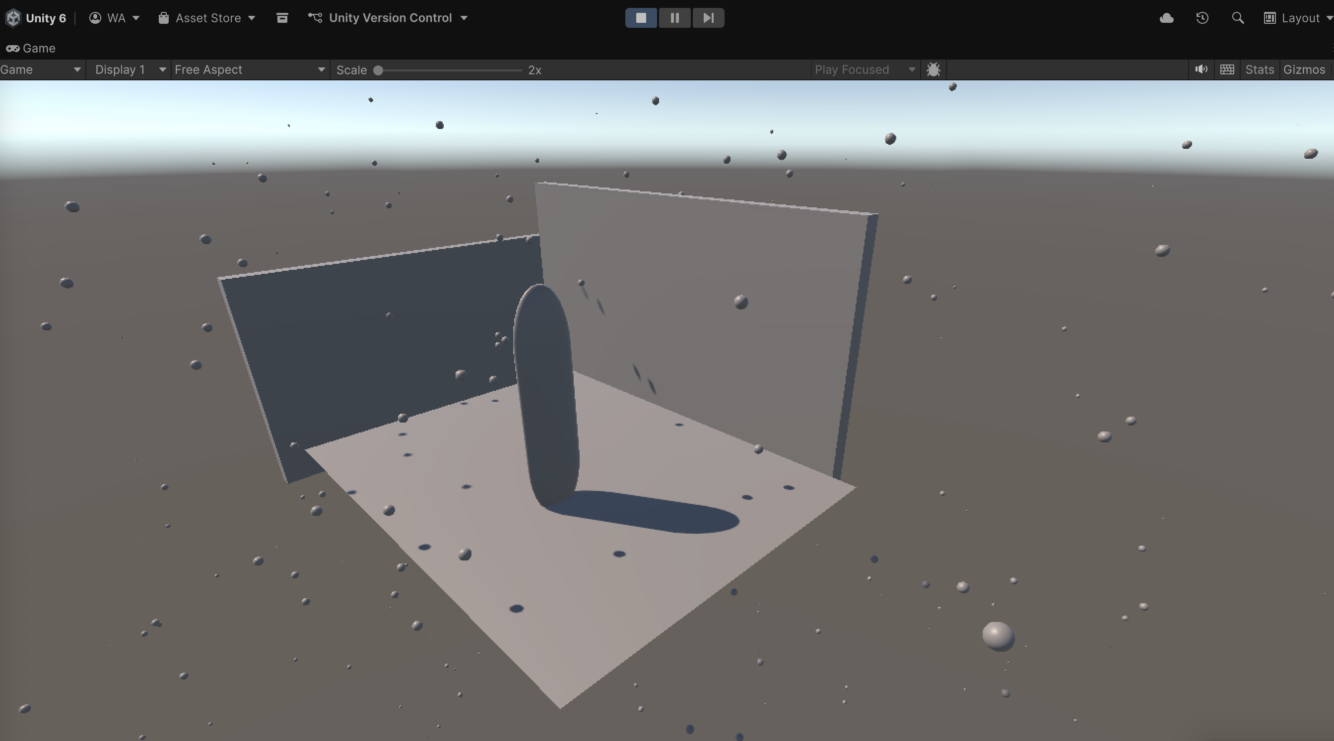 Screenshot B: Projectile interacting with wall boundary
