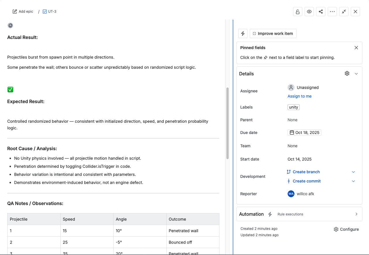 Screenshot D: Debugging view of the spawner